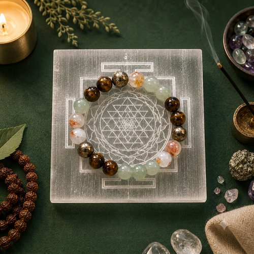 Pavitro Natural Selenite Shree Yantra Charging Plate For Your Energy Bracelet