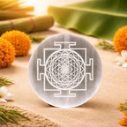 Pavitro Natural Selenite Shree Yantra Charging Plate For Your Energy Bracelet