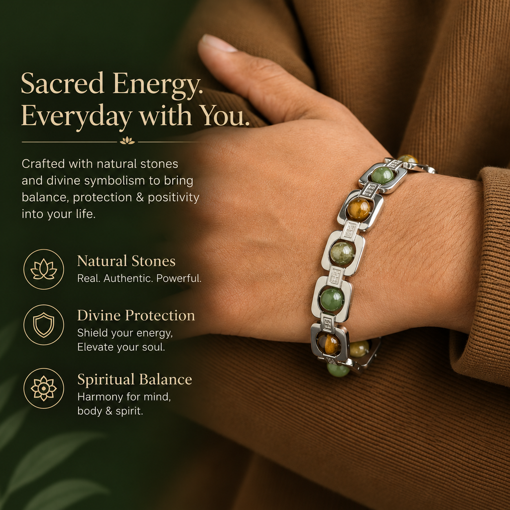 Pavitro Silver Dhan Yog Bracelet Natural Gemstones for Wealth - Certified with Lab Test Report