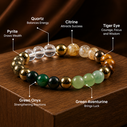 Dhan Yog Bracelet – Natural Crystal Bracelet for Prosperity & Positive Energy - Certified with Lab Test Report