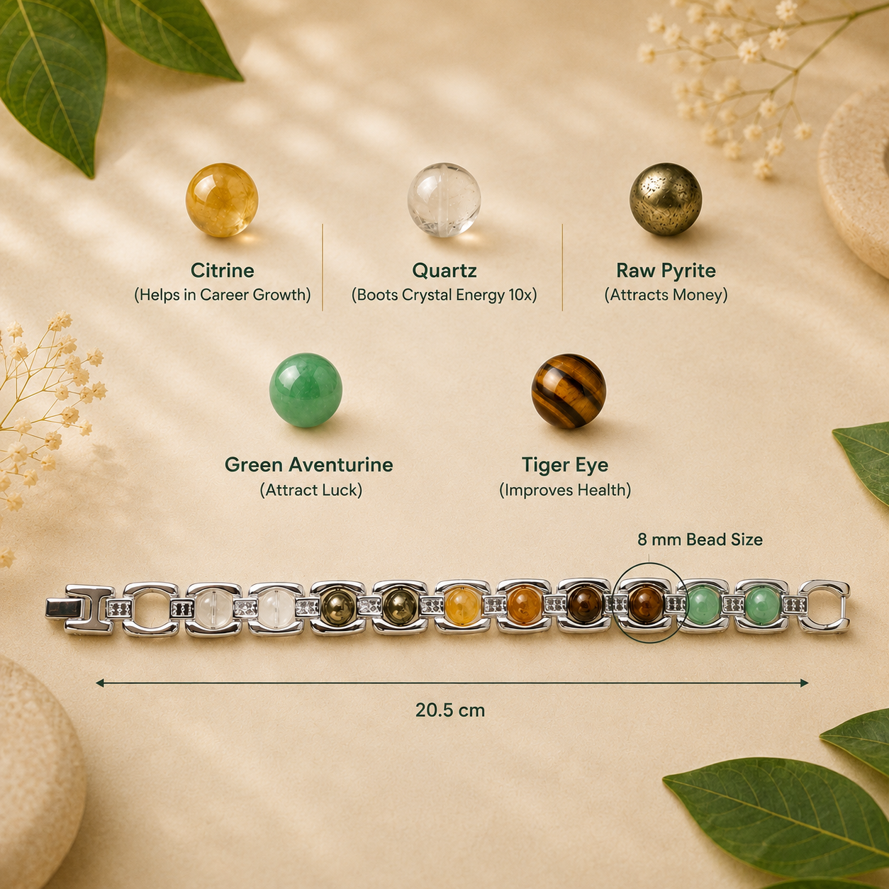 Pavitro Silver Dhan Yog Bracelet Natural Gemstones for Wealth - Certified with Lab Test Report