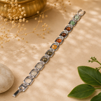 Pavitro Silver Dhan Yog Bracelet Natural Gemstones for Wealth - Certified with Lab Test Report