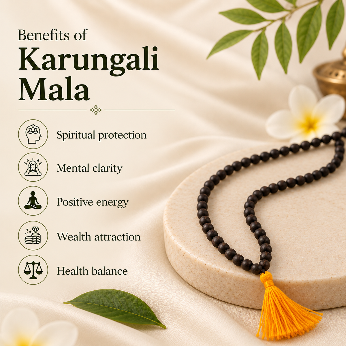 Pavitro Karungali Mala 108 Beads Authentic Ebony Wood Bead - Govt. Certified