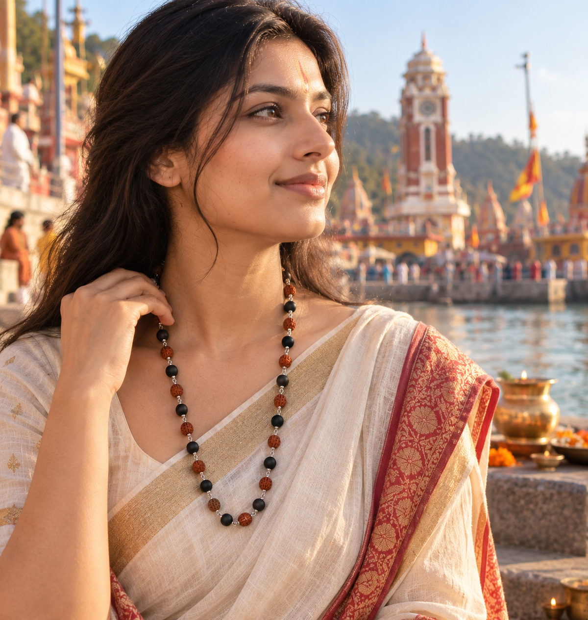 Pavitro Raksha Mala With Silver Capping - Lab Certified