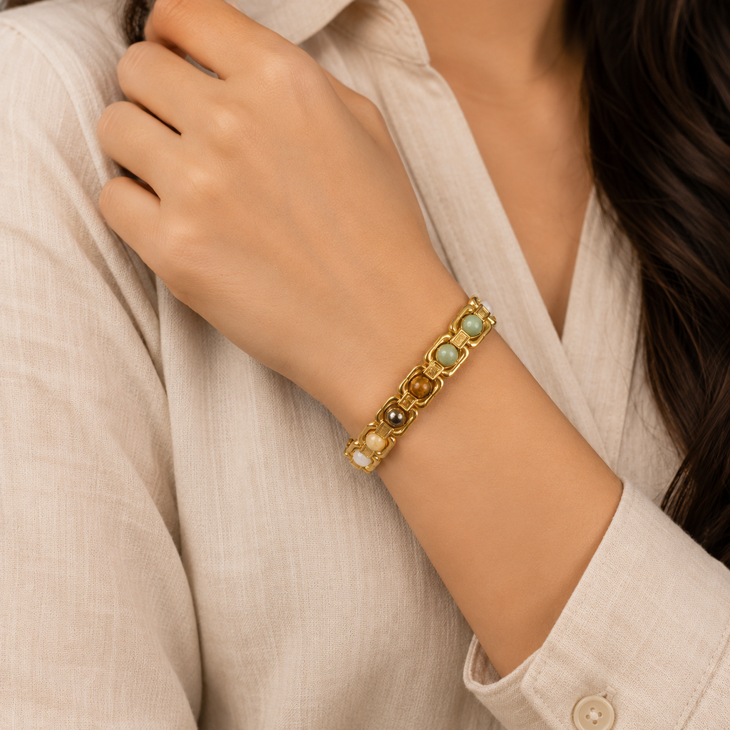 Pavitro Gold Dhan Yog Bracelet Natural Gemstones