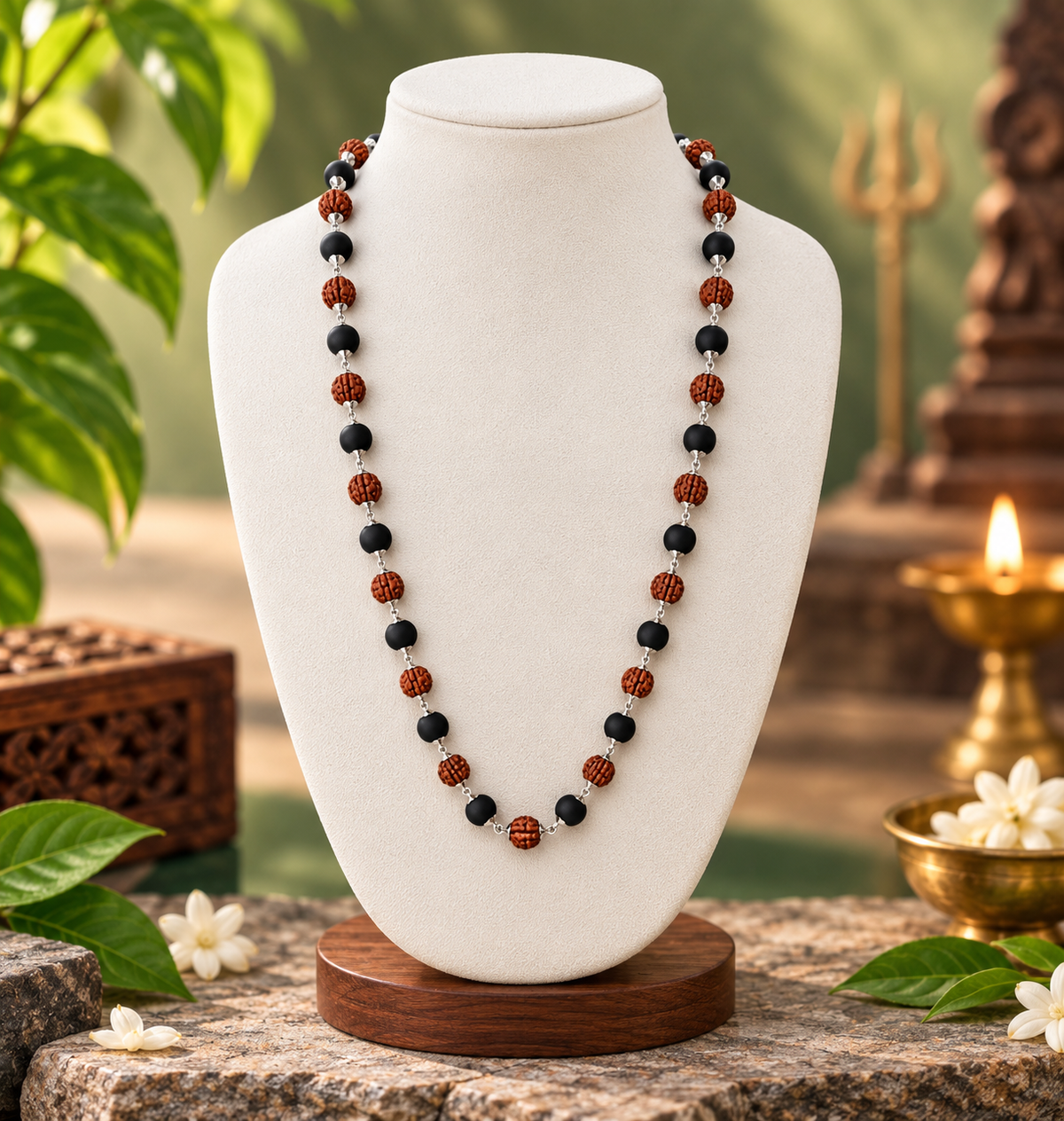 Pavitro Raksha Mala With Silver Capping - Lab Certified