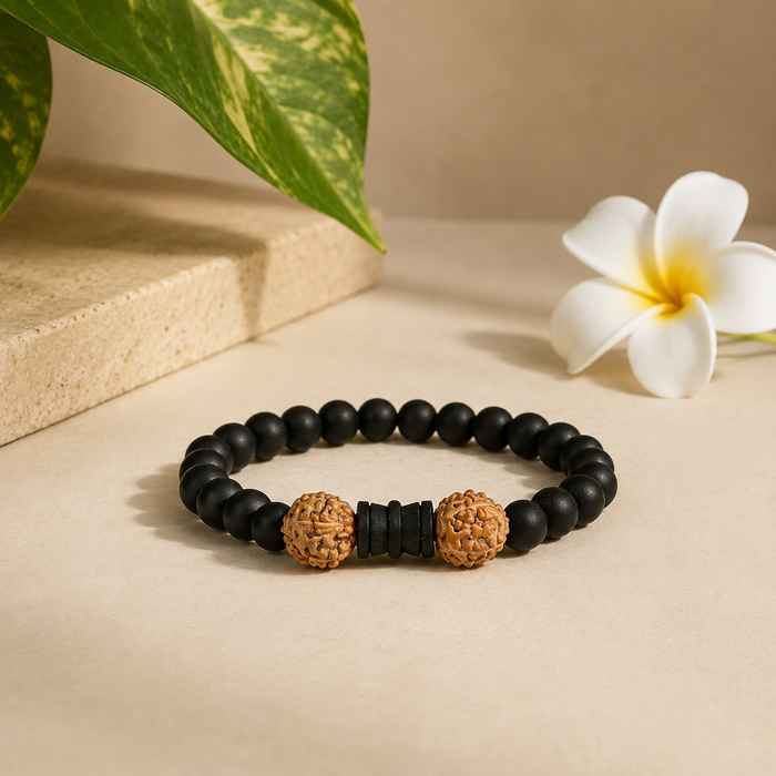 Pavitro Karungali Rudraksha Damru Bracelet - Certified With Lab Test Report